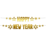 Obrázek z Party nápis Happy New Year - zlatý na černém provázku 150 x 14 cm 