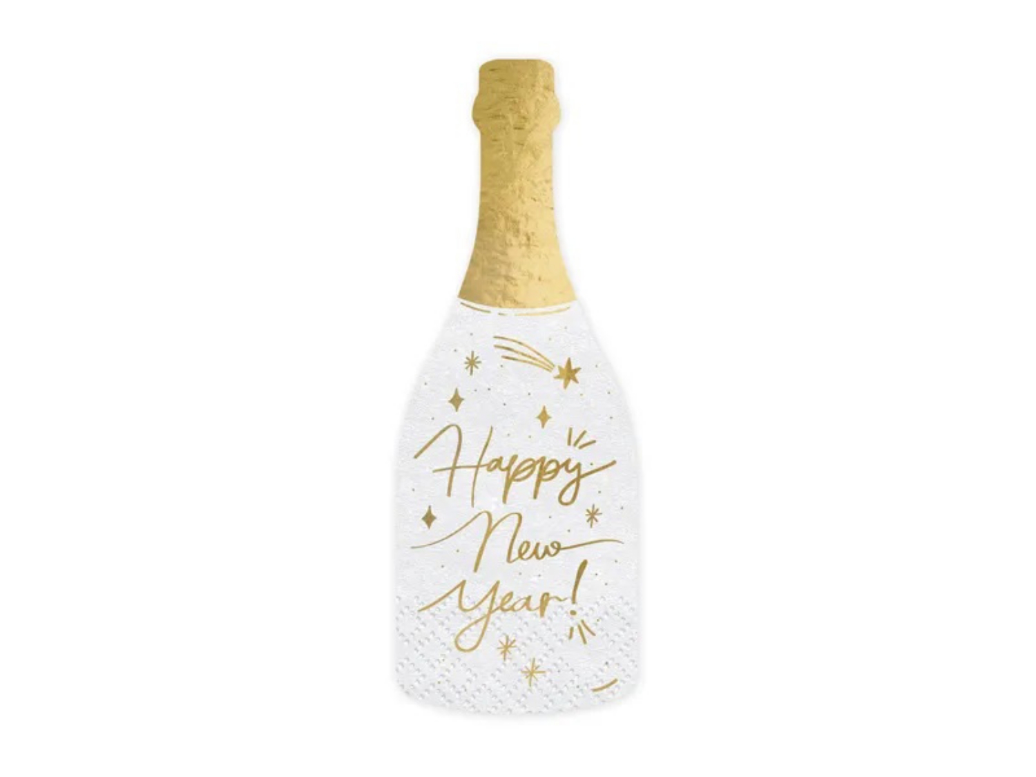 Papírové ubrousky ve tvaru lahve sektu Happy New Year 20 ks - 7 x 19 cm