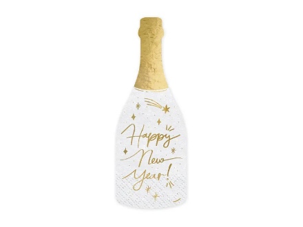 Obrázok z Papierové obrúsky v tvare fľaše sektu Happy New Year 20 ks - 7 x 19 cm