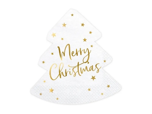 Levně Papírové ubrousky ve tvaru stromečku Merry Christmas 20 ks - 16 x 16,5 cm