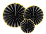 Obrázok z Dekoračné rozety čierne so zlatým okrajom 23 až 40 cm - 3 ks