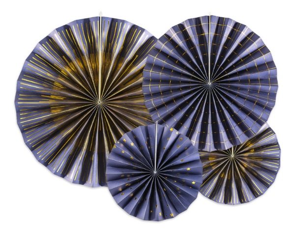 Obrázok z Dekoračné rozety modré so zdobením 23 až 40 cm - 4 ks