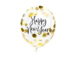 Obrázek z Průhledné balonky se zlatými konfetami Happy New Year, 27 cm - 3 ks 