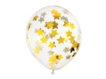 Obrázek z Průhledné balonky se zlatými konfetami hvězdy, 30 cm - 6 ks 