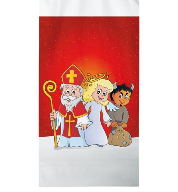 Obrázek z Mikulášský sáček - Mikuláš, čert a anděl - červený 20 x 39 cm 