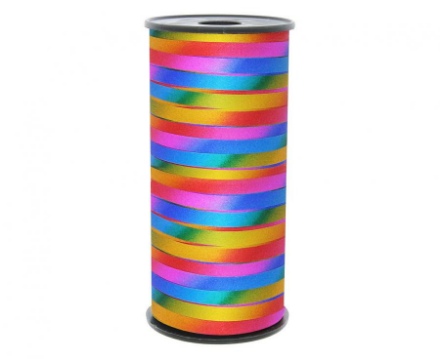 Obrázek Vázací stuha duhová s glittrem 92 m x 5 mm