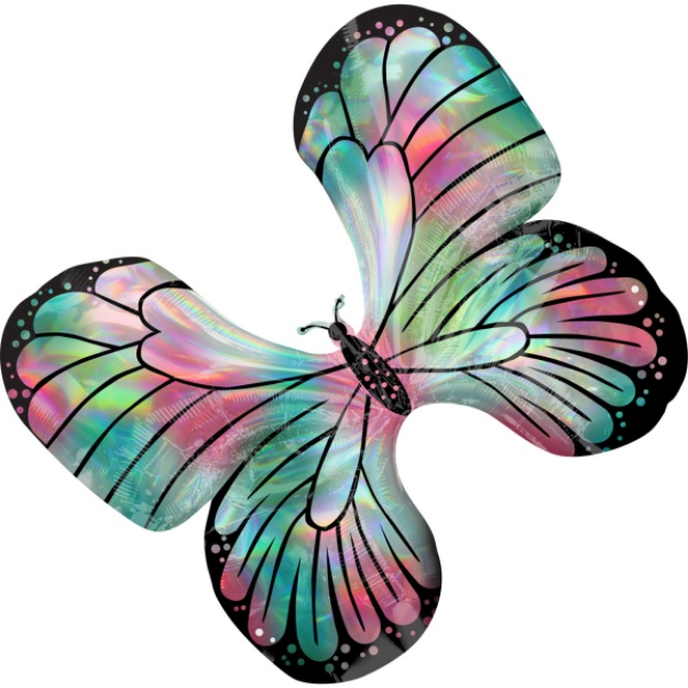 Obrázek z Foliový balonek motýl holografický 76 x 66 cm 
