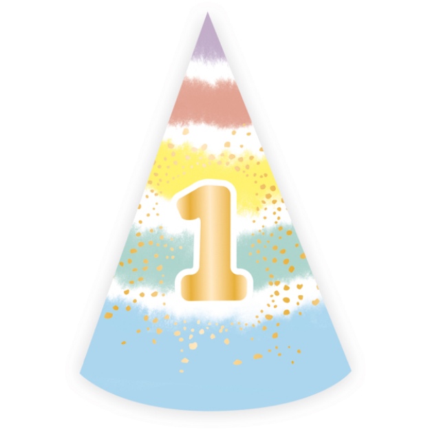Obrázok z Papierová čiapočka Rainbow 1th birthday