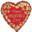 Obrázek Foliový balonek srdce - Happy Valentine's Day - červeno zlaté 43 cm 