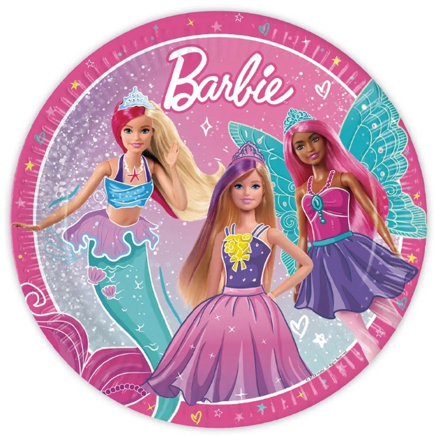 Obrázek z EKO Papírové talířky Barbie 23 cm - 8 ks  