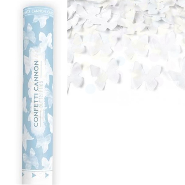 Obrázok z Vystreľovacie konfety - bieli motýle - 40 cm
