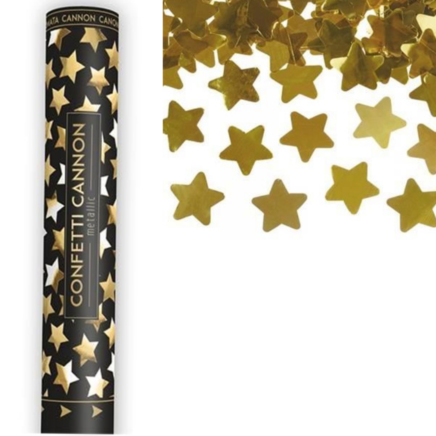 Vystřelovací konfety zlaté hvězdy - 40 cm