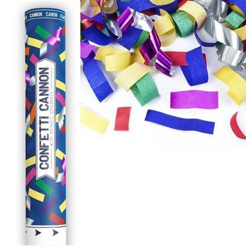Levně Vystřelovací konfety mix metalické a papírové – 40 cm
