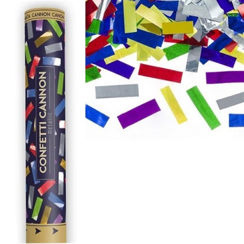 Levně Vystřelovací konfety mix metalické – 40 cm