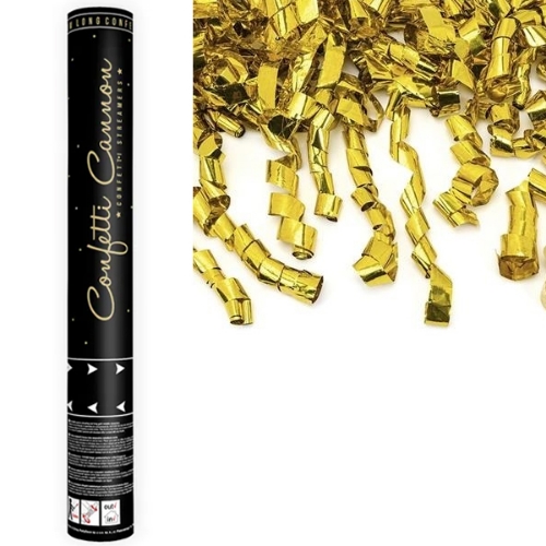 Levně Vystřelovací konfety - zlaté serpentiny 60 cm