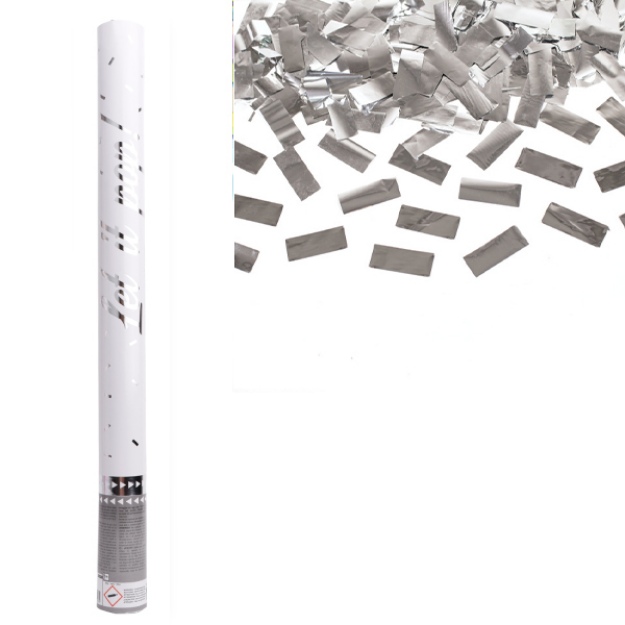 Obrázek z Vystřelovací konfety stříbrné, foliové  - 40 cm - Amscan 