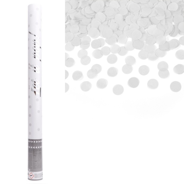Obrázok z Vystreľovacie konfety biele, papierové - 60 cm - Amscan