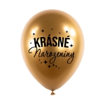 Obrázok z Latexové balóniky Chrome Krásne narodeniny, Zlaté - 5 ks
