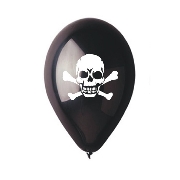 Obrázok z Latexový balónik pirátska lebka - čierny 30 cm 