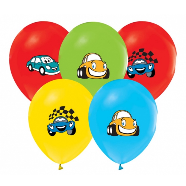 Obrázek z Latexové balonky barevné - autíčka 30 cm - 5 ks 