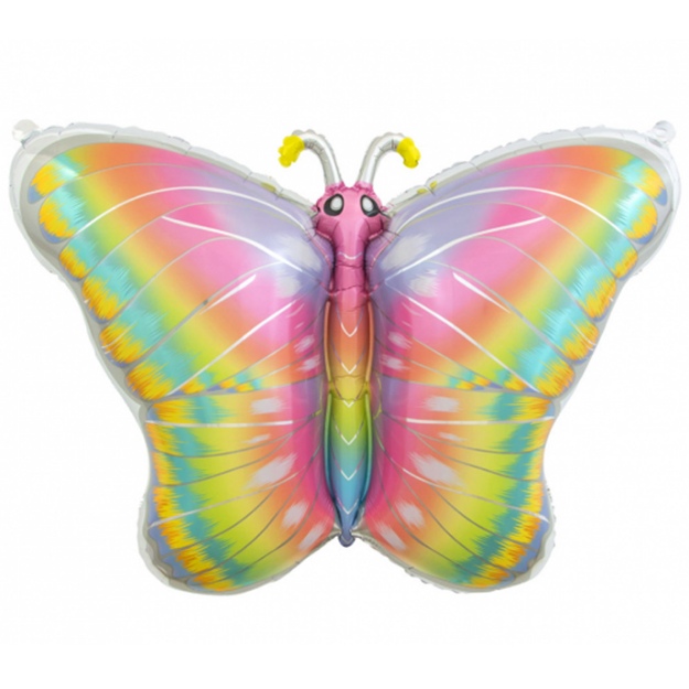 Obrázek z Foliový balonek - Motýl Pastel Rainbow - 64 x 53cm 