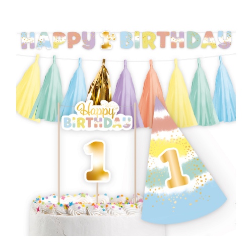 Party set Rainbow - 1st Birthday - 4 ks