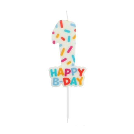 Picture of Dortová svíčka číslo 1 - Happy B-day 7 cm