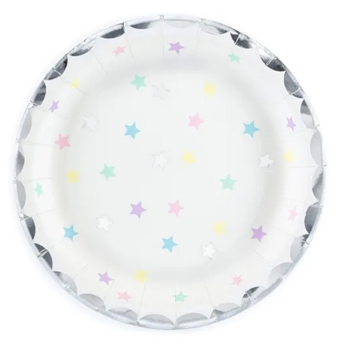 Levně EKO Papírové talířky hvězdičky Jednorožec 18 cm 6 ks