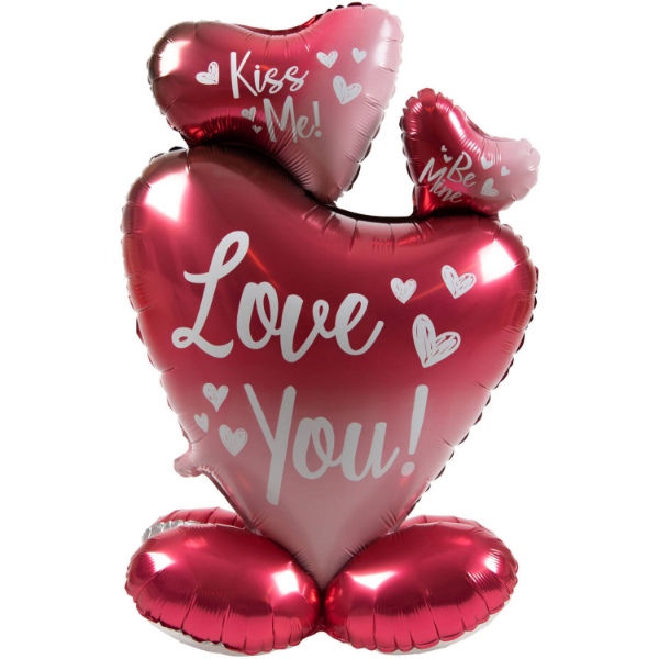 Stojící balónek Srdíčka Love You - 77 cm