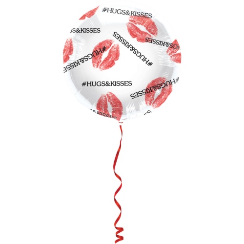 Levně Foliový balonek kulatý - Hugs & kisses - 45 cm
