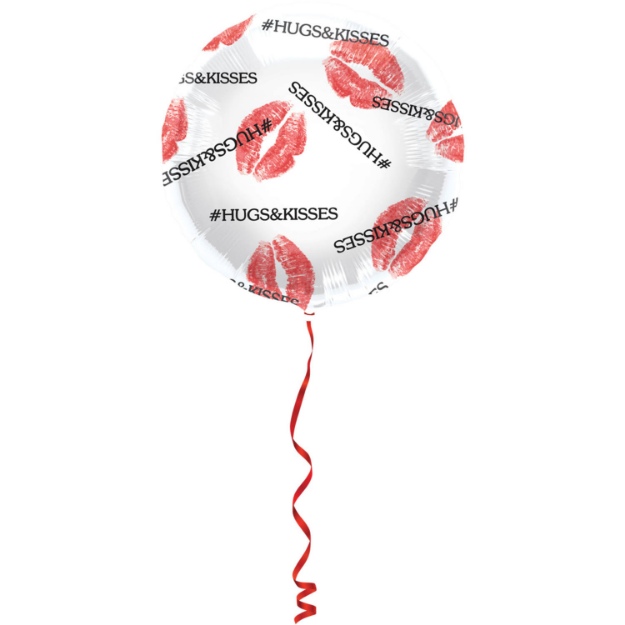 Obrázok z Fóliový balónik okrúhly - Hugs & kisses - 45 cm