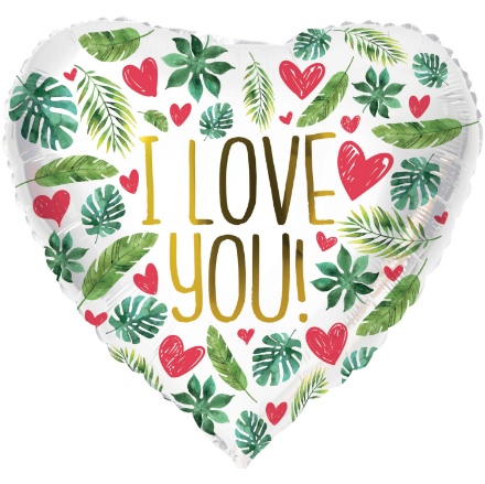 Obrázek Foliový balonek srdce - I love you, tropical - 45 cm 