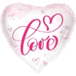 Picture of Foliový balonek bílé srdce - růžové Love - 45 cm 