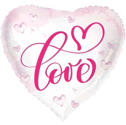 Obrázek Foliový balonek bílé srdce - růžové Love - 45 cm 
