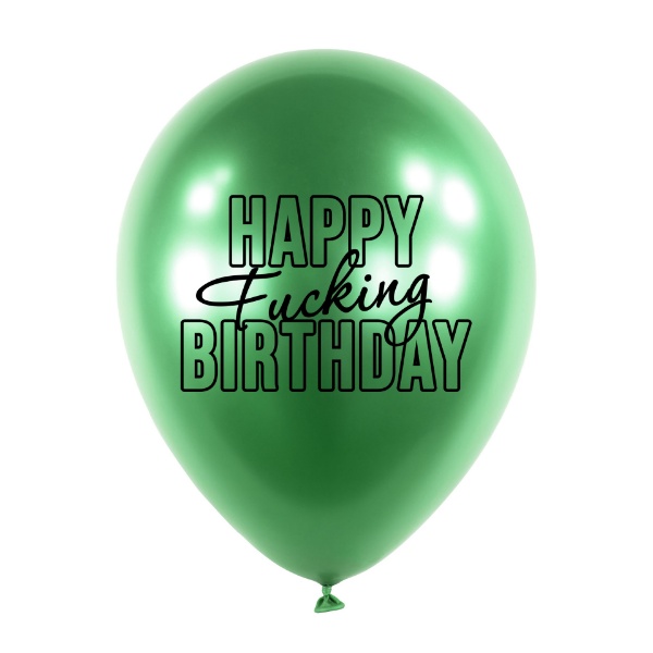 Balonkový buket Chrome Happy Fu.king Birthday, Zelené - 5 ks