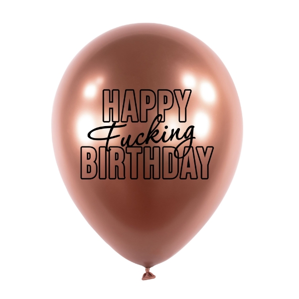 Balonkový buket Chrome Happy Fu.king Birthday, Rose gold - 5 ks