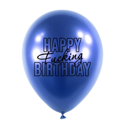 Obrázek Balonkový buket Chrome Happy Fu.king Birthday, Modré - 5 ks