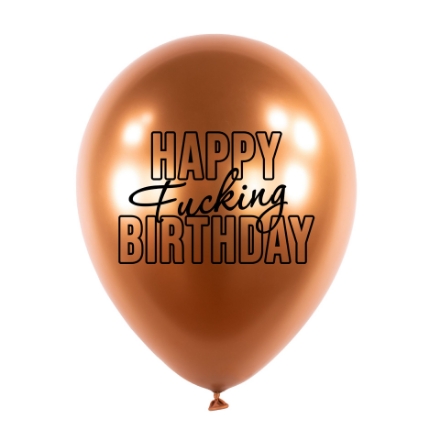 Obrázek Balonkový buket Chrome Happy Fu.king Birthday, Jantarový - 5 ks