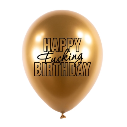 Obrázek Balonkový buket Chrome Happy Fu.king Birthday, Zlaté - 5 ks