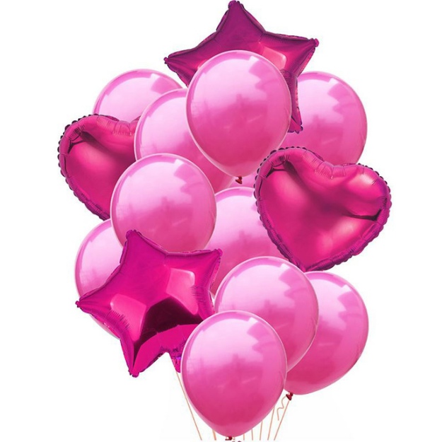 Obrázek z Balonkový buket Tmavě Růžový - 14 ks 