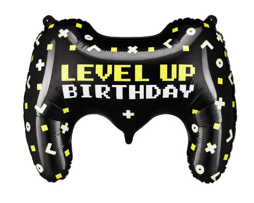 Foliový balonek Ovladač černý - Level Up Birthday 75 cm