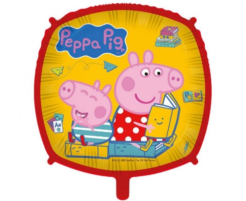 Foliový balonek Prasátko Peppa a Tomík, Čtverec - 45 cm - Procos