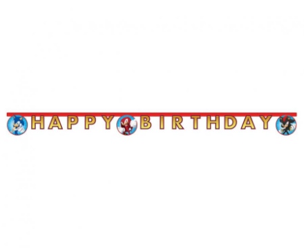 Obrázek Party nápis Sonic Happy Birthday - 200 cm 