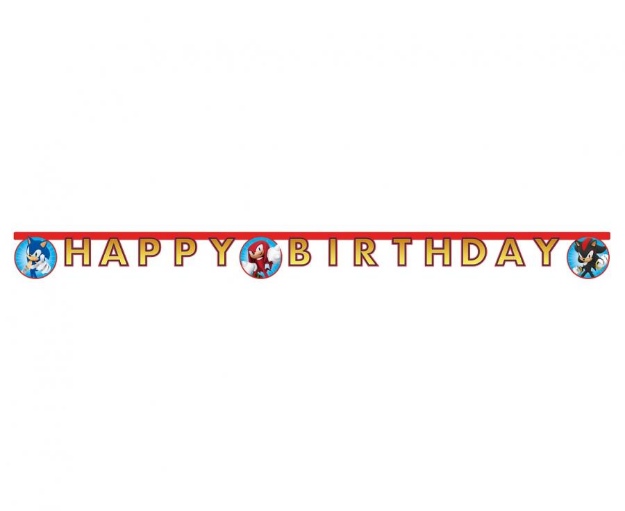 Obrázok z Party nápis Sonic Happy Birthday - 200 cm