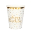 Obrázek Papírové kelímky bílé se zlatými hvězdami Happy Birthday 270 ml - 10 ks 