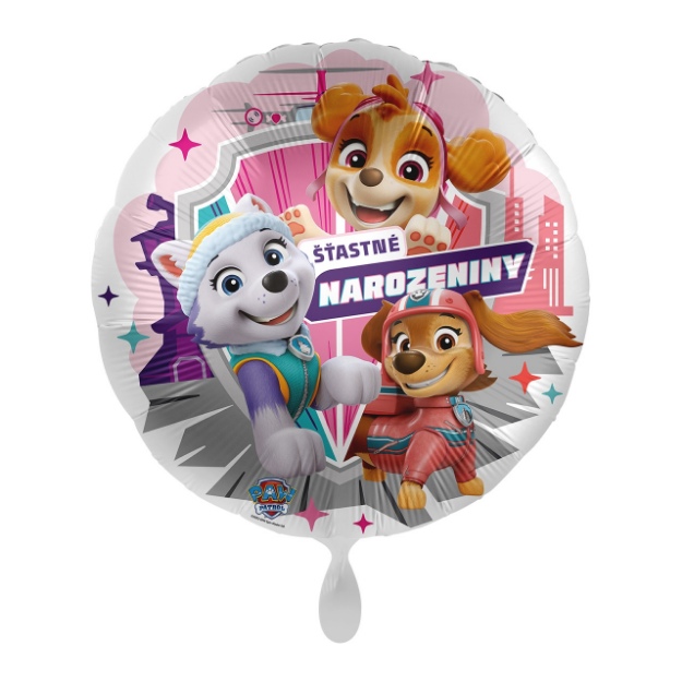 Obrázok z Fóliový balónik Šťastné narozeniny Tlapková Patrola - Sky a Everest CZ- 43 cm