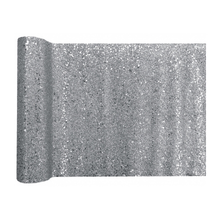 Obrázok z Stolová šerpa so striebornými trblietkami – 28 cm × 3 m