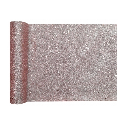 Obrázek Stolová šerpa s třpytkami rosegold – 28 cm × 3 m