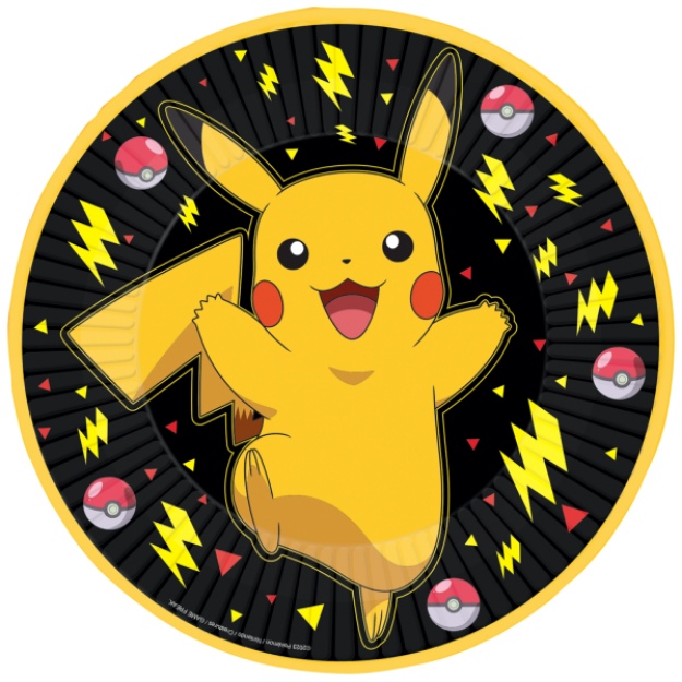 Obrázek z Papírové talíře Pokemon - Pikachu  23 cm, 8 ks 