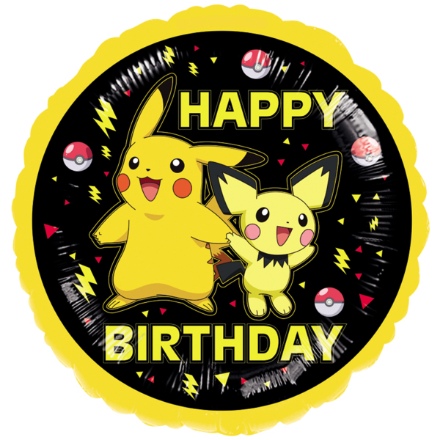 Obrázek Foliový balonek Happy Birthday - Pokemon Pikachu 2024, 43 cm 